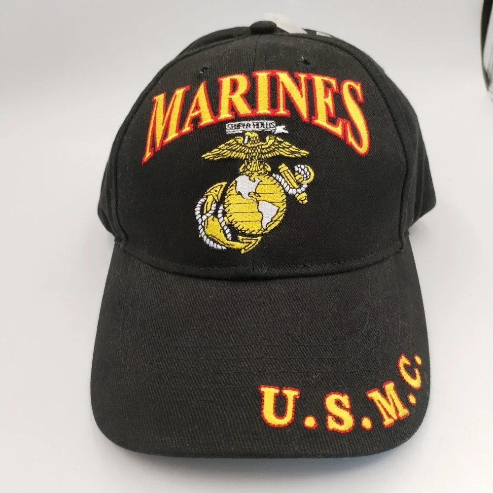 VTG Border Patrol Spell Out‎ Black White Two-Tone Embroidery Baseball Hat Cap